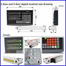 2Axis DRO Digital Readout + 250+600mm Linear Glass Scale 5µm for Bridgeport Mill