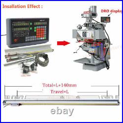 2Axis DRO Digital Readout + 250+600mm Linear Glass Scale 5µm for Bridgeport Mill
