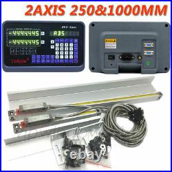 2Axis Digital Readout DRO + 10 + 40 Linear Glass Scales 5um for Milling Lathe