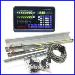 2Axis Digital Readout DRO Display 5µm Linear Glass Scale Mill Lathe Measure Kit