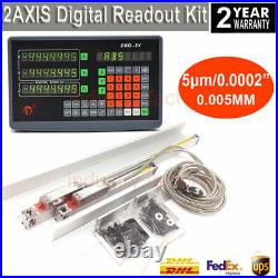 2Axis Digital Readout Kit DRO Display 5µm Linear Scale Sensor Mill Lathe