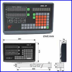 2/3Axis DRO Display Digital Readout+5µm Linear Glass Scale Kit for Mill Lathe UK