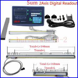 2 Axis DRO Digital Display Readout With Linear Scale Encoder for Milling Lathe