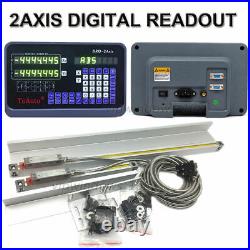 2 Axis Digital Readout DRO Display+ 2pc TTL Linear Scale CNC Milling Lathe Kit #
