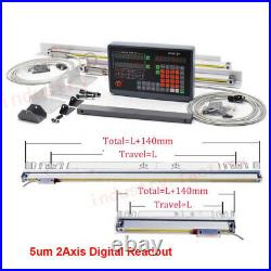 2 Axis Digital Readout DRO Encoder 5m Linear Glass Scale 500 & 1000mm Kit Mill