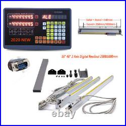 2 Axis Digital Readout TTL Linear Glass Scale Mill DRO Kit 10 40 250&1000mm