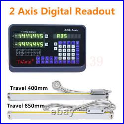 2 Axis Optical Ruler 400&850mm Encoder Linear Scale Digital Readout Display DRO