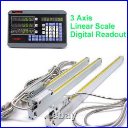 3Axis DRO Display Digital ReadOut Lathe Ruler Linear Scale 150&400&500mm 5um TTL