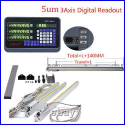 3Axis DRO Display Digital ReadOut Lathe Ruler Linear Scale 150&400&500mm 5um TTL