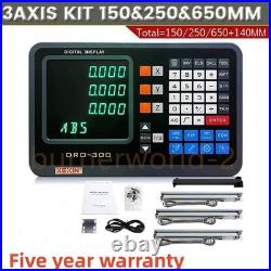 3Axis Digital Readout DRO Display + 3pc Glass Scale 150&250&650mm TTL Kit #ty