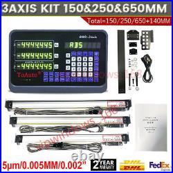 3Axis Digital Readout DRO Display & 3pc Linear Glass Scale 150&250&650mm TTL Kit