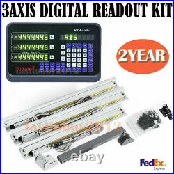 3Axis Digital Readout DRO Display+3pc TTL Linear Glass Scale 5µm CNC Mill Lathe