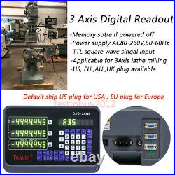 3Axis Digital Readout DRO Display Linear Scale 5µm 200&300&350MM for Mill Lathe