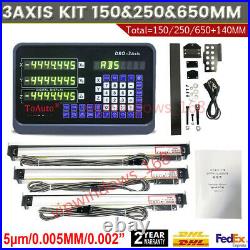 3Axis Digital Readout DRO Display With 3pc Linear Glass Scale 150&250&650mm Kit