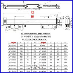 3 Axis DRO Portable Digital Readout TTL Linear Scale 5um 50-1000mm Lathe Milling