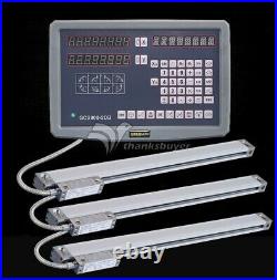 3 Axis Digital Readout Dro+3pcs Procision Linear Scale for Milling Lathe HQ NEW