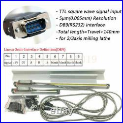 3 Axis Dro Digital Readout System Display 5µm Linear Optical Ruler 150&200&550mm