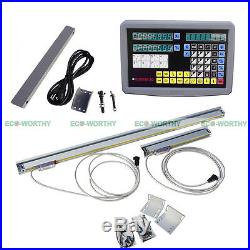 DRO 2 Axis Digital Readout Display Meter for Milling Lathe Machine Linear Scale