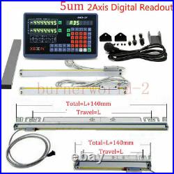 DRO 2-Axis Digital Readout with 2pcs 500&1000mm Linear Scale Linear Encoder Kit