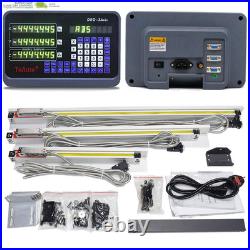 DRO 3 Axis Digital Readout Display +3Pc Glass Linear Scale for CNC Mill Lathe Ma