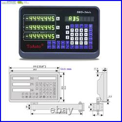 DRO 3 Axis Digital Readout Display +3Pc Glass Linear Scale for CNC Mill Lathe Ma