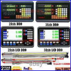 DRO Display 2/3Axis Digital Readout 5µm Linear Scale for Bridgeport Mill Lathe