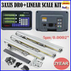 Digital Readout 3Axis DRO Display+3pc Linear Glass Scales Mill Lathe EDM Machine