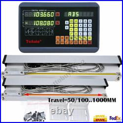 Digital Readout DRO Display+2pc Linear Glass Scale 2Axis Kit Mill Lathe Machine