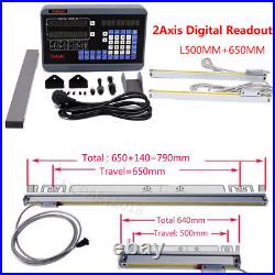 Linear Scale 2Axis DRO 5µm Digital Readout Display 500&650mm CNC Milling Machine