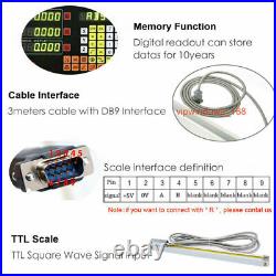 Linear Scale TTL Encoder 250&1000MM & 2Axis Digital Readout DRO Display Mill Kit