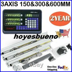 Set 6 12 24-3Axis Digital Readout DRO Display+3pc Linear Scale Mill Lathe US