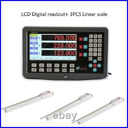 Sino Big LCD DRO Digital Readout and Linear Scale 3pcs 120-1020mm Encoder 5? M